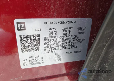 2025 Chevrolet Trailblazer Awd Lt from USA, damaged, VIN KL79MRSL1SB132244